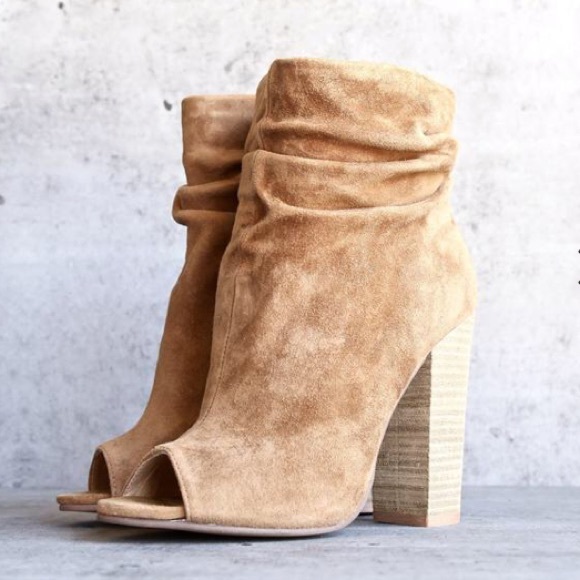 Chinese Laundry Shoes - NEW Kristin Cavallari Open Toe Suede Slouchy Boots